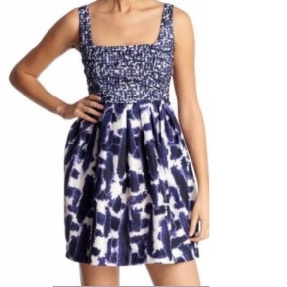 BB Dakota Azalea Copeland Dress In Eclipse Blue White Women's Size 6 - Picture 2 of 8